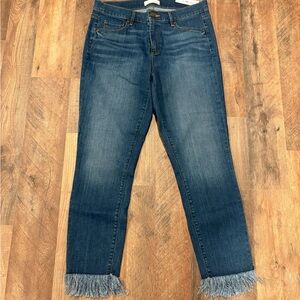 LOFT Women's Frayed Hem Modern Skinny Blue Jeans size 30/10